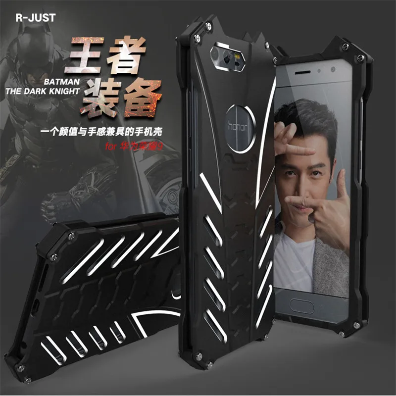 Классный Чехол-держатель из сплава для huawei Honor 9, металлический бронированный чехол для Honor-9, защитный чехол 5,15 R-JUST, бампер с Бэтменом, подставка