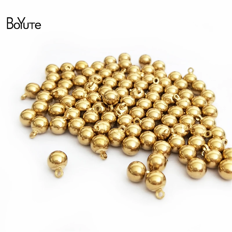 BoYuTe (100 шт./лот) 3 мм 4 5 6 твердые латунные шарики подвесные бусины с петлей