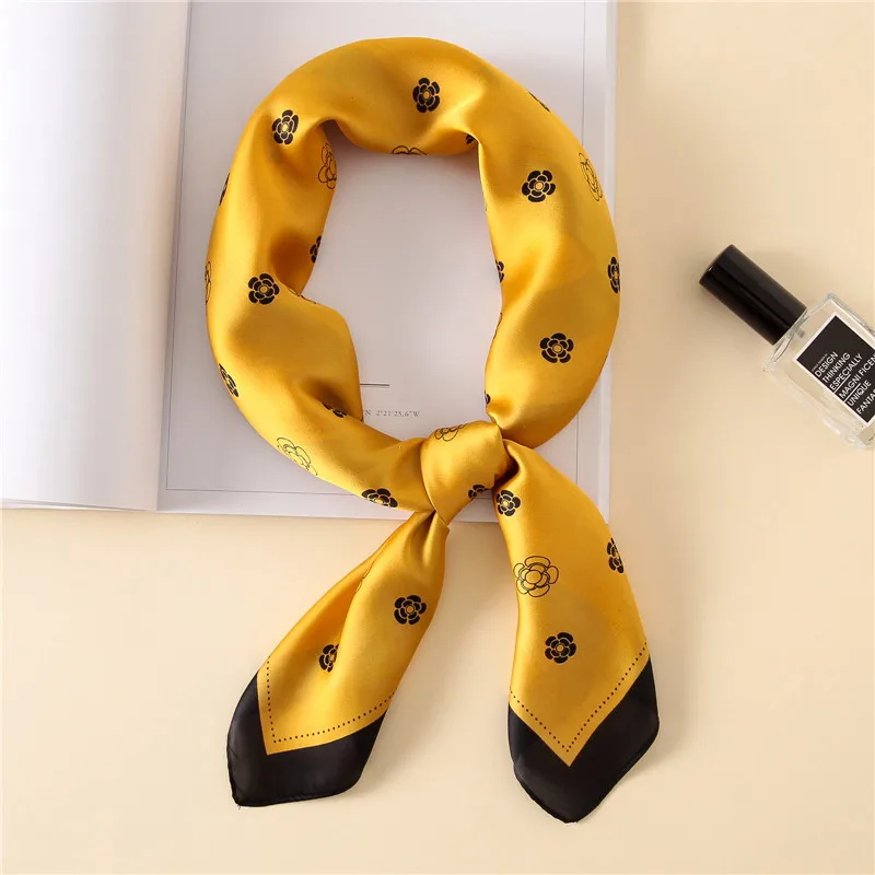 2018 Spain Luxury Brand Silk Scarf Women Polka Floral Square Shawls and Wraps Fashion Print Hair Tie Hijabs Foulard Neck Snood | Аксессуары