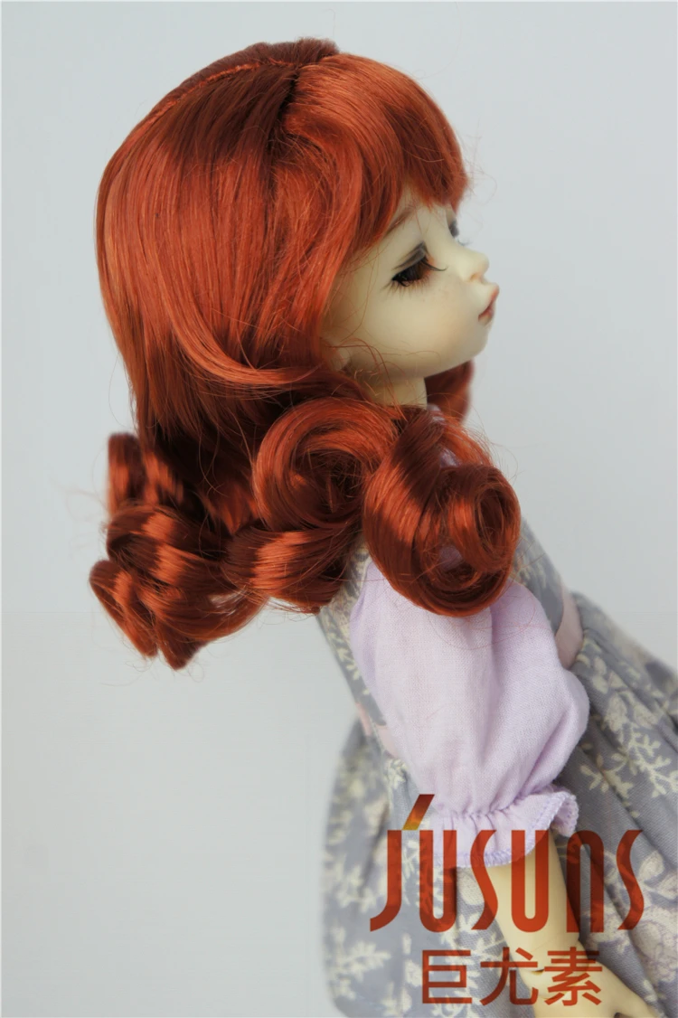 JD038 YOSD 1/6 мягкий синтетический, мохеровый, для куклы парик ластик парик с длинными кудрявыми волосами с челкой для BJD 6-7 дюймов куклы парики