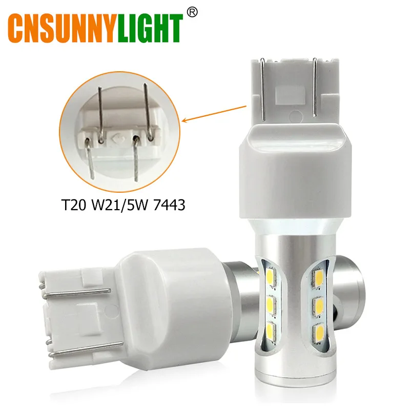 CNSUNNY светильник Автомобильный светодиодный обратный сигнальная лампа T15 W16W W21W W21/5 Вт Ba15s Bau15s Bay15d 3156 3157, сигнализирующий фонарь 5202 H11 Противотуманные фары DRL светодиодный светильник - Испускаемый цвет: 7443 W21 5W