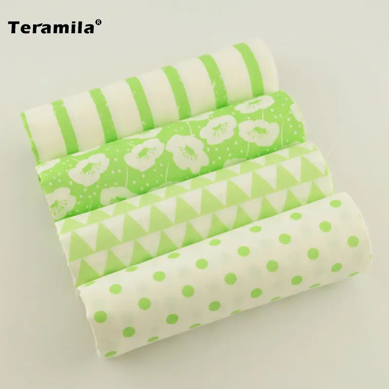 100% хлопок саржевая ткань Скрапбукинг яркий зеленый и белый цвет Teramila стеганое