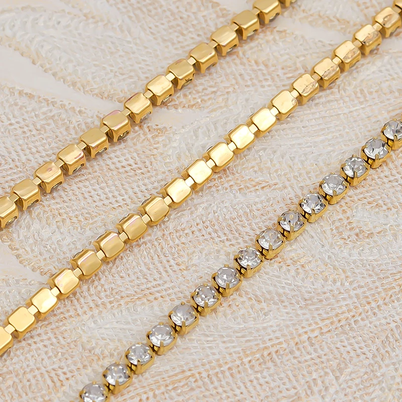 YANSTAR 10Yards Single Row Hot fix Rhinestone Cup Chain SS12 Setting Close Set Gold Rose YS972 | Дом и сад