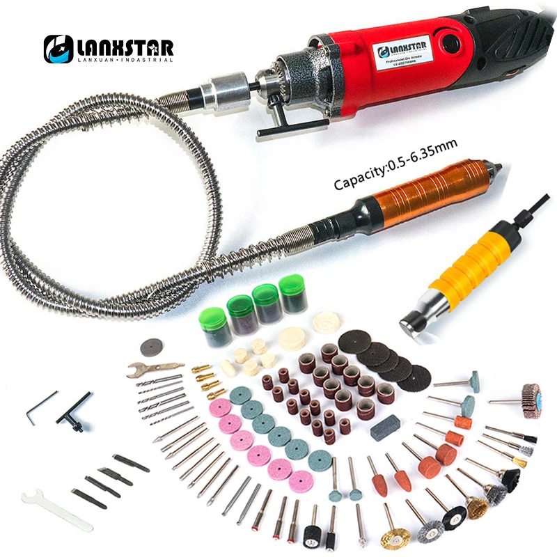 

LANXSTAR Hanging Drill Dremel Drill Style Power Tool 7500WS Metal Rubber Flexible Shaft Electric Chisel 6mm 4mm Chuck Bracket