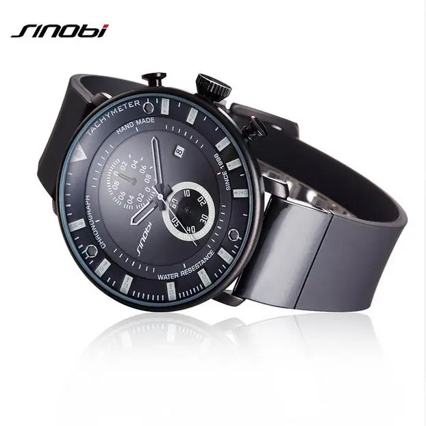 Мужские часы SINOBI ультратонкие наручные с хронографом водонепроницаемые мужские