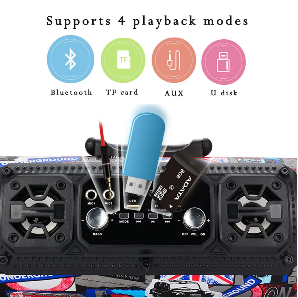 Hifi 15 Вт Мощный беспроводной Bluetooth ударный динамик бас ТВ Саундбар портативный