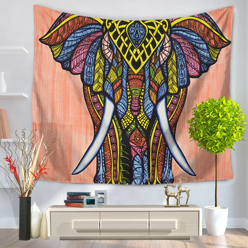 Индийская МАНДАЛА ГОБЕЛЕН Тотем слона печать стены Висячие гобелены украшение