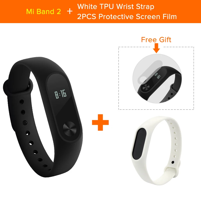 Add White Strap Xiaomi mi Band 2 умный Браслет фитнес-браслет Xio mi band 2 монитор сердечного ритма Xao mi трекер активности Xaio mi Smart Band 2 - Цвет: Add White Strap