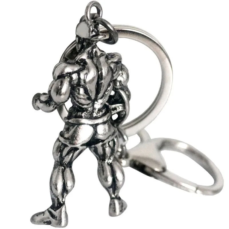 Фитнес-Шарм, брелок, винтажный, серебряный, для мышц, для мужчин, спортивный, удерживает штангу, нержавеющая сталь, ключ для автомобиля, для спортзала, кошелек, ювелирное изделие, выпускной подарок