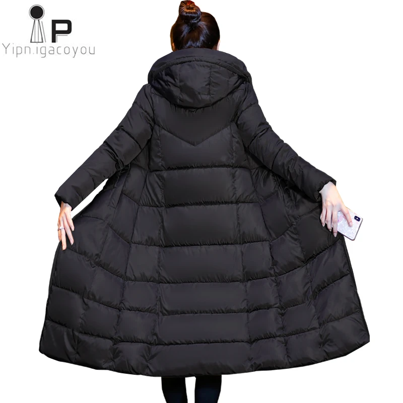 Для Женщин Зимняя Куртка парка новый длинный тонкий корейский с капюшоном s