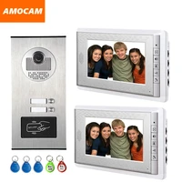 2 units apartment intercom system video door phone door intercom aluminum alloy camera 7 monitor video doorbell 5 rfid card