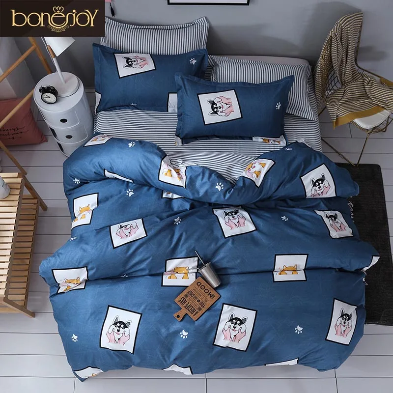 Bonenjoy Хаски синий животных набор пододеяльников для пуховых одеял комплект один