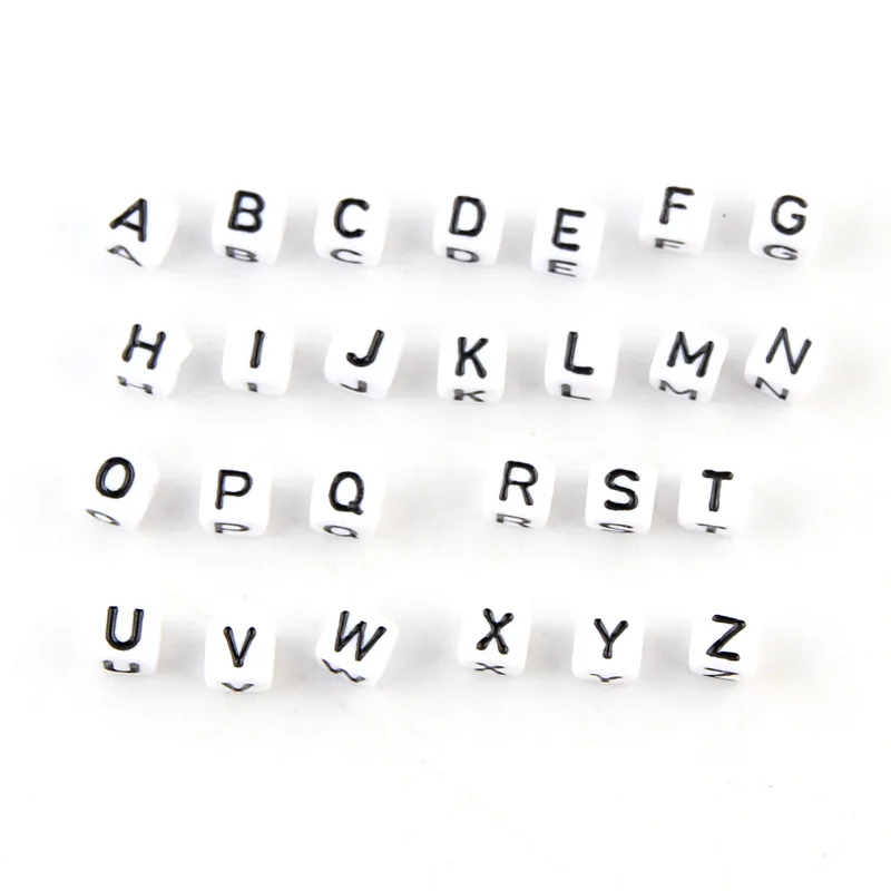 200 шт. буквы алфавита каучуковые Квадратные бусины для бисероплетения имя