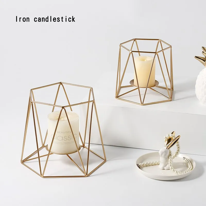 Скандинавский домашний декор роскошный золотой геометрический подсвечник линия