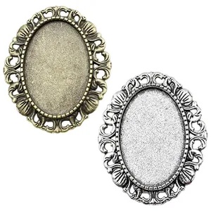 Античная Серебристая бронзовая Камеястеклокабошон, 18x25 мм, рамка, настройки, брошка, DIY аксессуары, основа, Шарм 5 шт.лот K04641