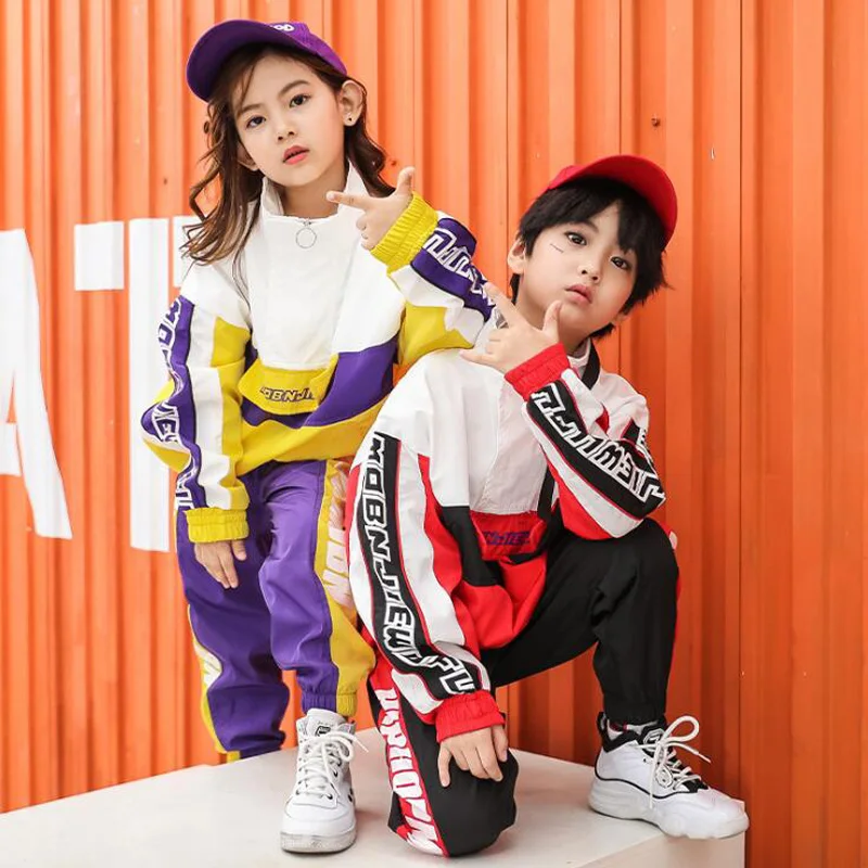 

Kids Ballroom Dancing Clothes Hip Hop Dance Costumes Set Children Clothing Girls Boys Sweatshirt Jogger Pants Jazz Outfits Boys