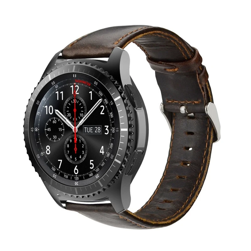 22 мм сменный ремешок из натуральной кожи для часов Samsung Gear S3 Frontier/Classic SM R760 и Moto 360 2