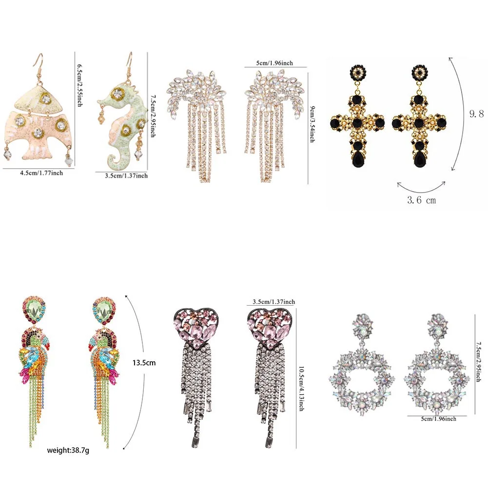 Стеклянные хрустальные висячие серьги свадебные женские элегантные