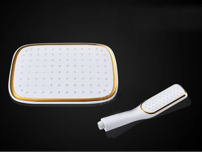 Квадратная золотистая и черно белая душевая лейка Водопад 5 стилей