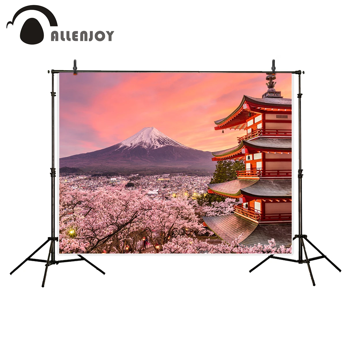 Фон для фотосъемки Allenjoy в японском стиле с креплением виде пагоды Chureito цветы