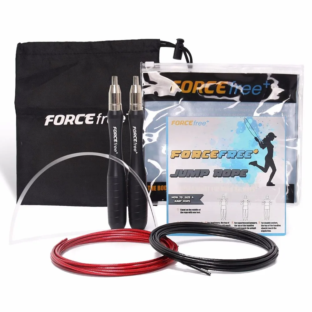 Forcefree+ Скакалка для фитнеса, самоблокирующиеся регулируемые металлические скакалки для тренировки кроссфита и прыжков