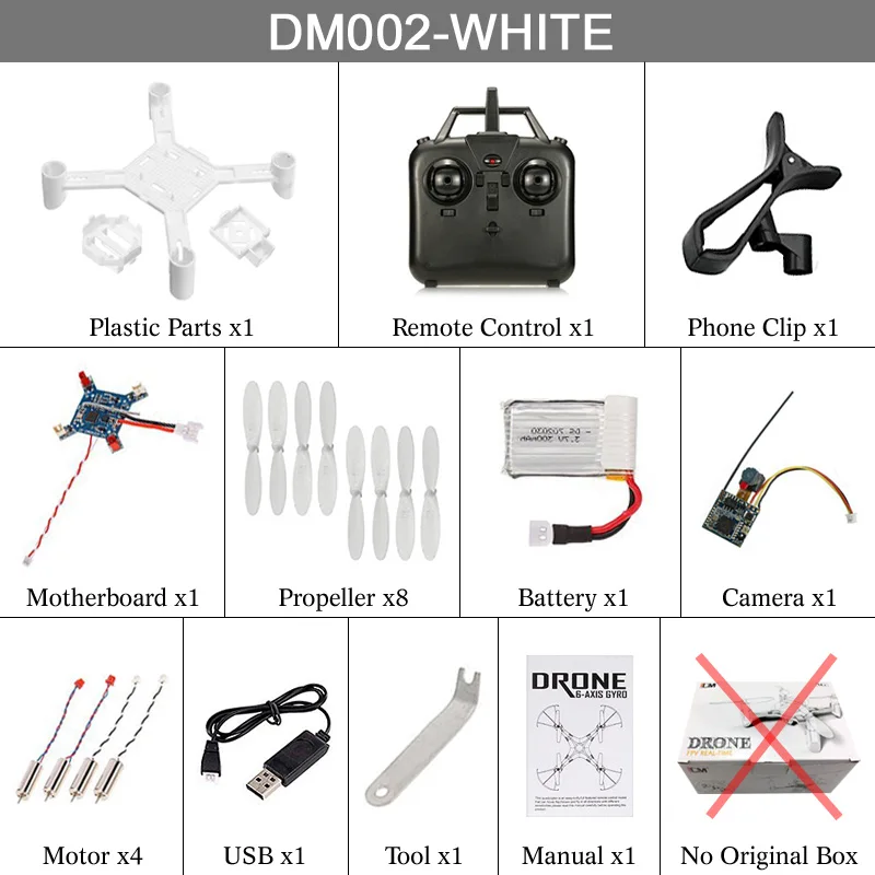 DM002 WIFI 5,8G FPV камера микро Дрон рамка вертолет DIY Drone 2,4G RC Квадрокоптер Безголовый мини Квадрокоптер VS F450 - Цвет: White no box