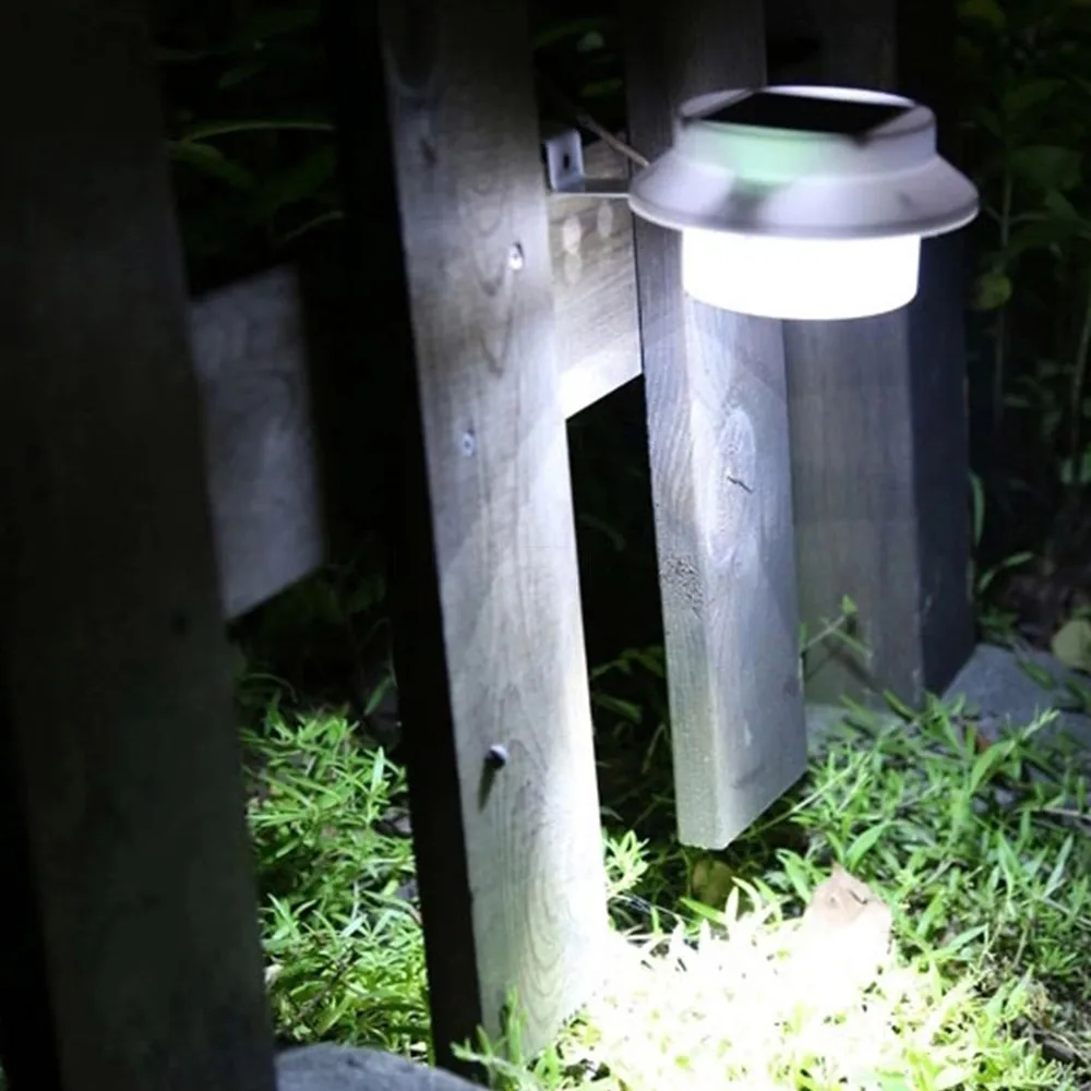 Теплый белый свет 3 светодиода Солнечная лампа светильник для желоба забора сада