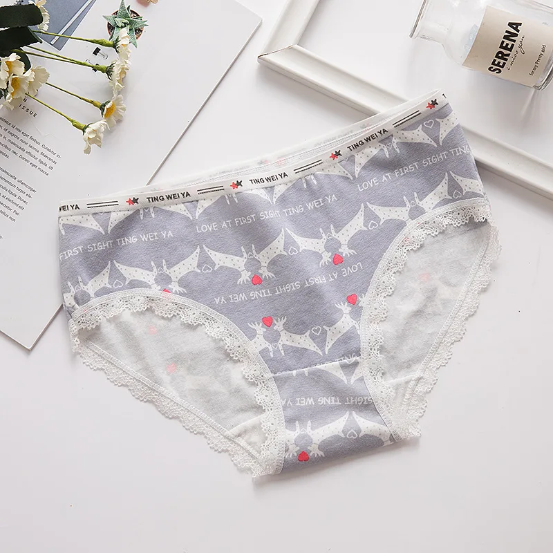 

2019New Teenage Underpants Printed Young Girl Briefs Lace Panties Girl Cotton Panties Kids Underwear