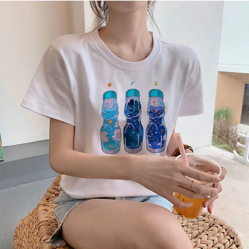 Женская уличная футболка с рисунком звездного неба летняя тонкая Харадзюку Kawaii