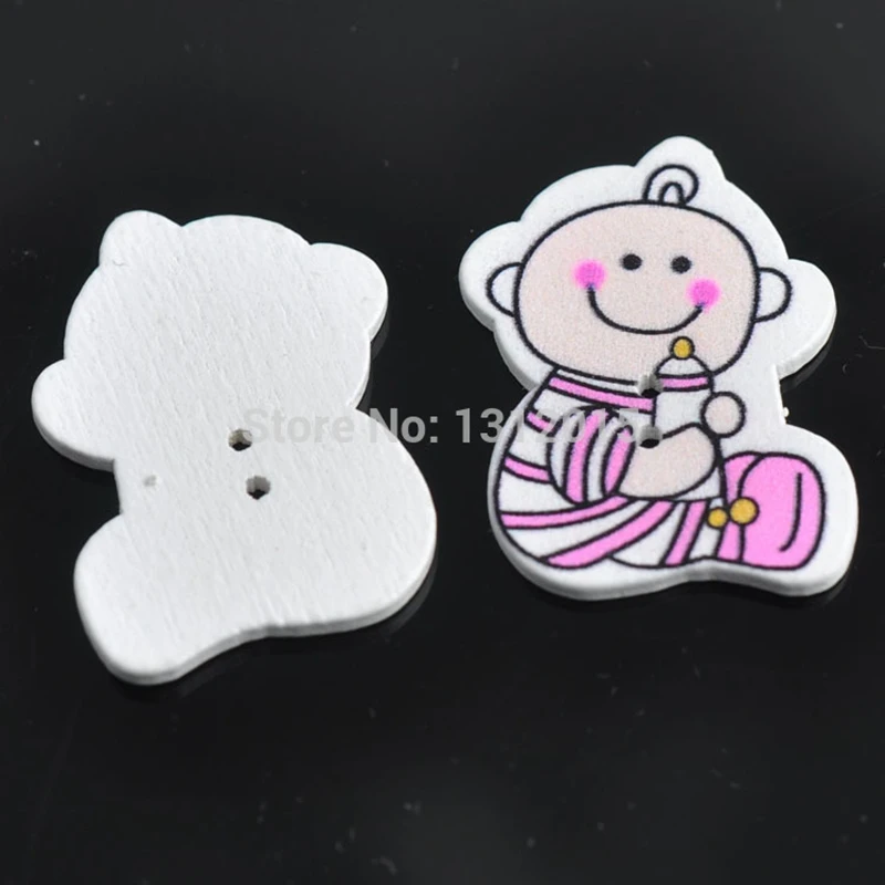 Детские Раскрашенные Деревянные Пуговицы с 2 отверстиями для украшения качели