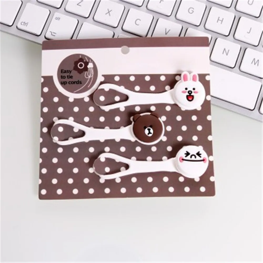 3Pcs Cute Mini Cartoon Earphone Cable Winder Charging Wire Cord Organizer Holder for iPhone Android Multi-styles | Электроника