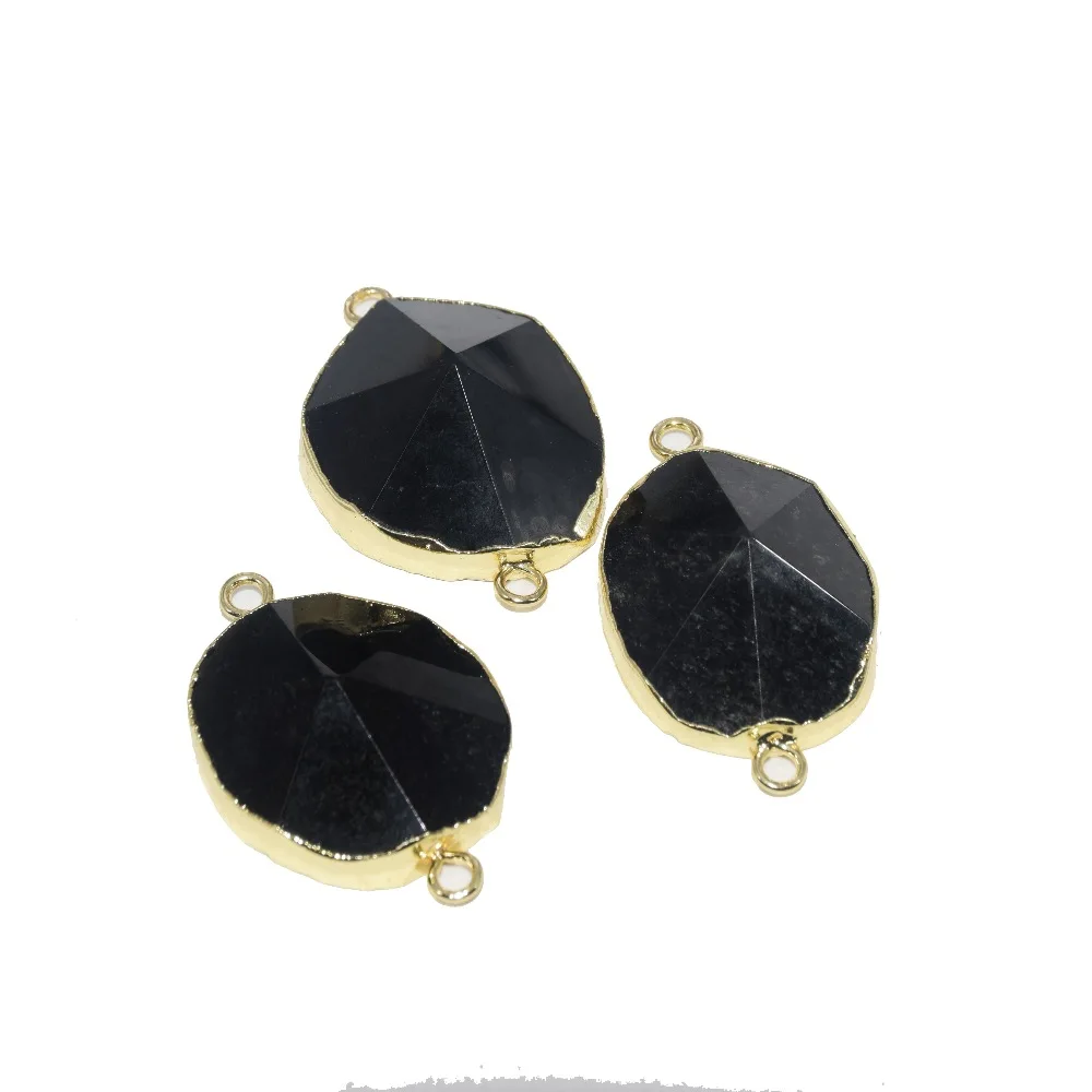 Подвеска соединитель из черного обсидиана для мужчин большой энергетический