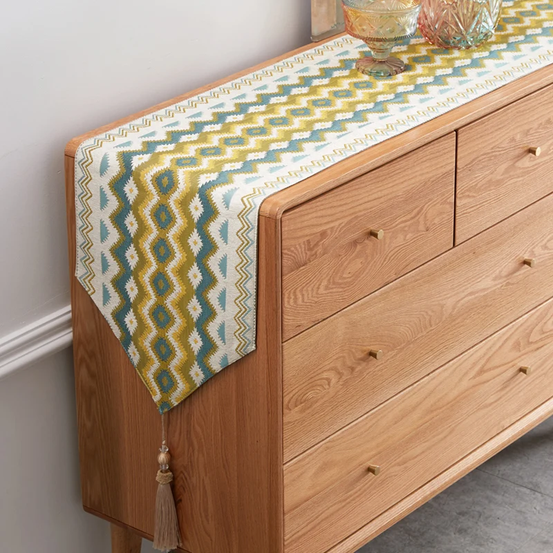 

American Style Blending Table Runner With Tassels 1pcs Tea Dinner Wardrobe Hallway Dustproof Table Runners Luxury Table Runners