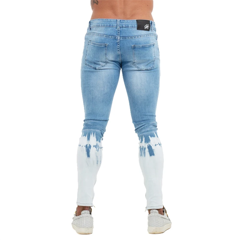 GINGTTO мужские обтягивающие джинсы с молнией на лодыжке рваные для мужчин потертые