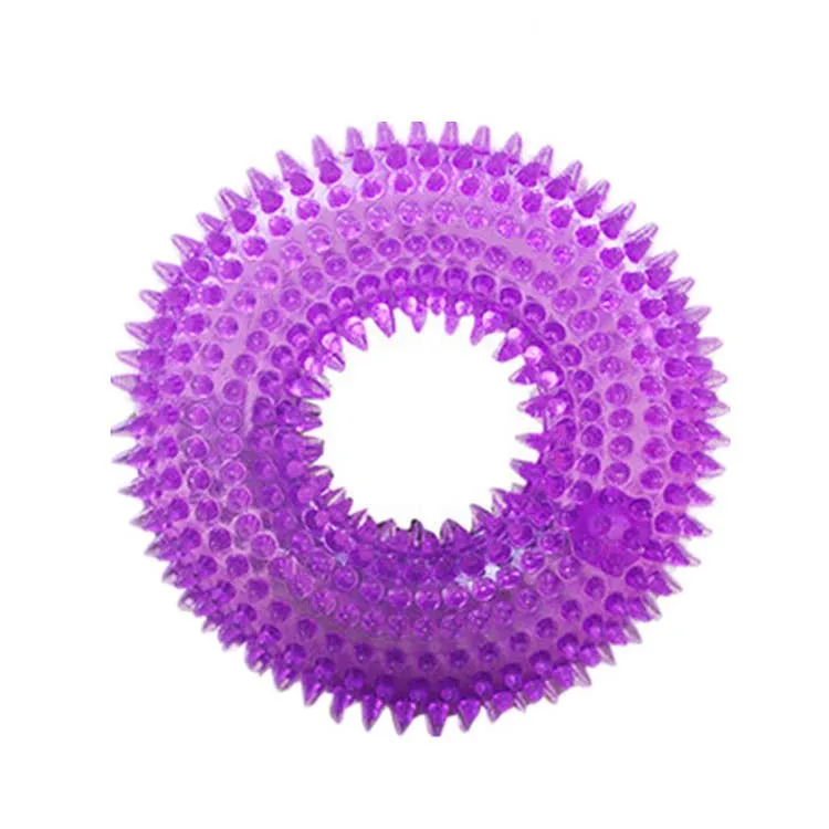 Purple S/L пищалка жевательные игрушки для домашних животных для Золотого ретривера большие собаки тренировка смешная Жевательная колючка круг маленькая звуковая игрушка для собаки Интерактивная - Цвет: Purple