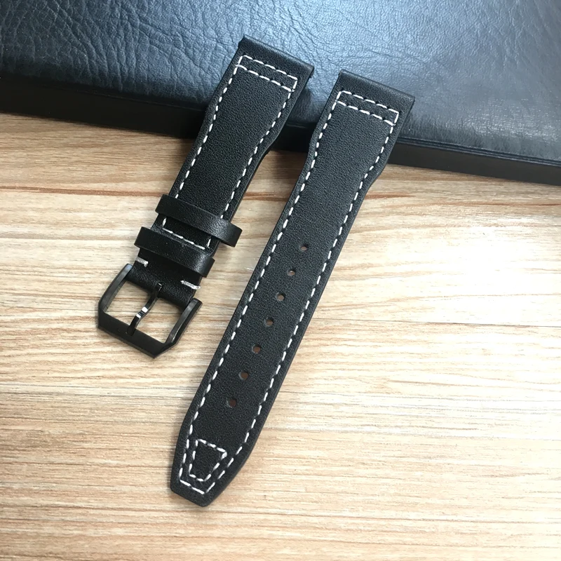 20 мм 21 мм 22 мм коричневый черный мужской ремешок для часов IWC Pilot Mark XVII IW327004 IW377714 ремешок для часов из натуральной телячьей кожи браслет