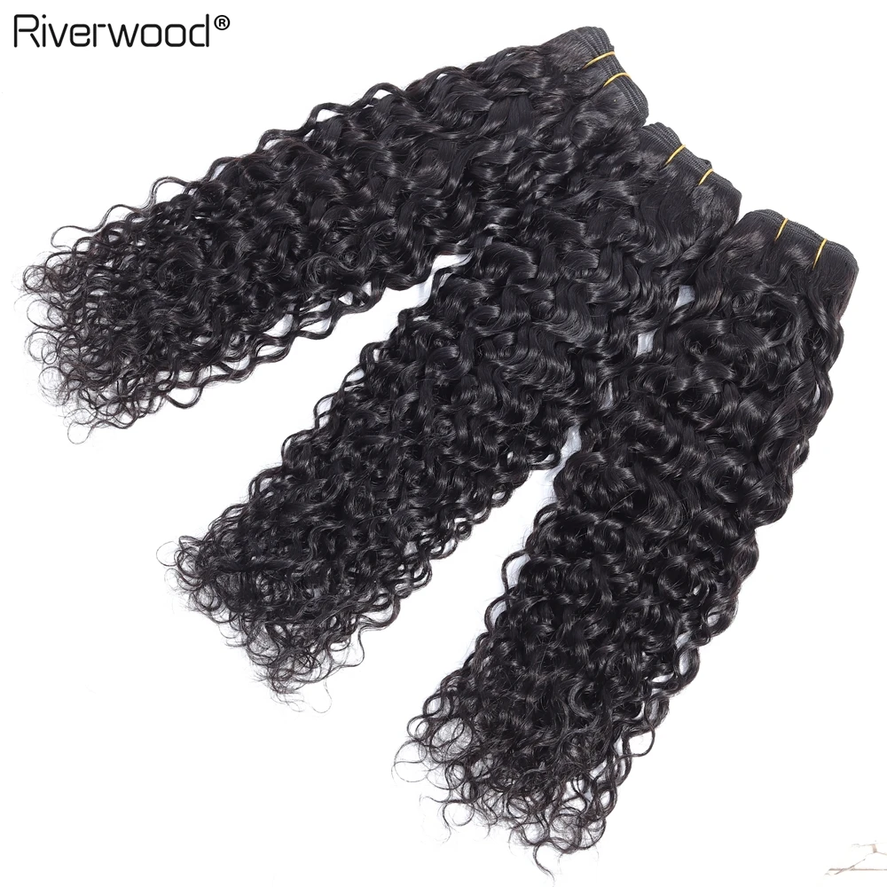 Water Wave Bundles With Closure 100% Remy Human Hair 3 4*4 Lace Riverwood Brazilian Weave | Шиньоны и парики