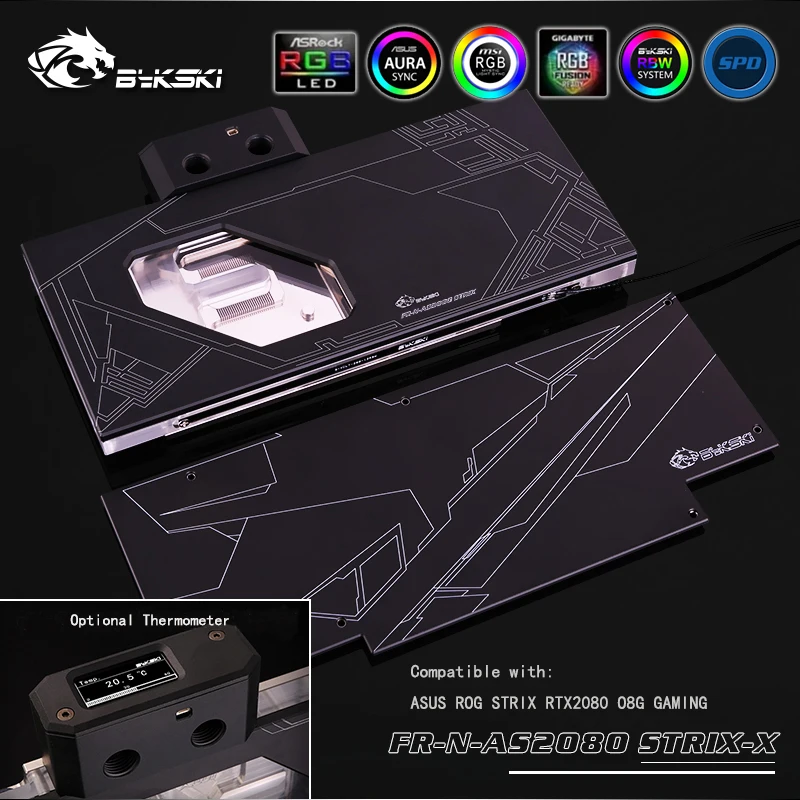 BYKSKI полное покрытие GPU водоблок для ASUS ROG STRIX RTX 2080 O8G игровая графическая карта/с