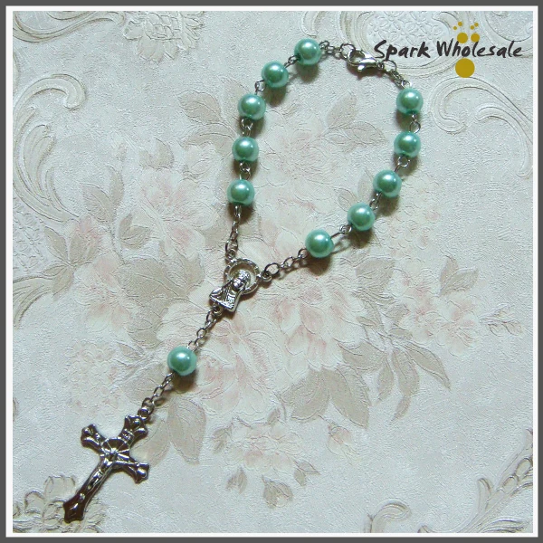 50 шт./лот многоцветный браслет с жемчугом и стеклом розари Религиозный