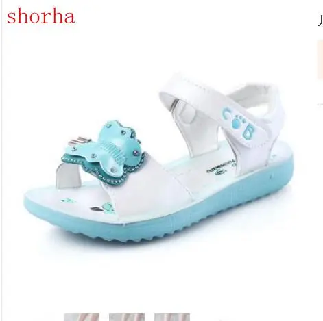 Детские сандалии для девочек модная летняя обувь на плоской подошве с бантом
