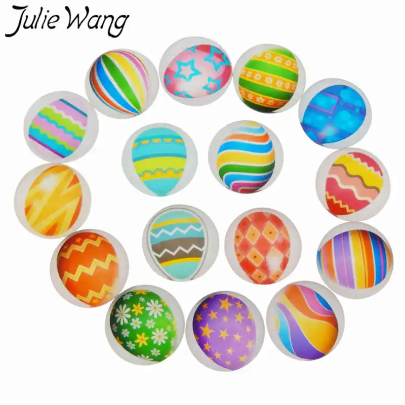 Julie Wang 20 шт 8-30 мм Смешанные Цветные пасхальные яйца стеклянные кабошоны с плоской