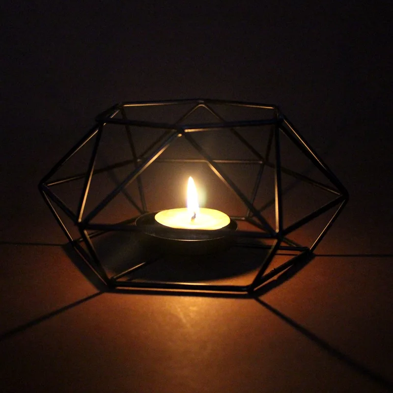 

Geometric Minimalist Style Candlestick Home Ornaments Wall Scone Matching Steel Small Tealight Candle Holder Wedding Decoration