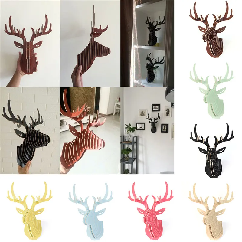 Деревянный рога в виде головы оленя Настенный декор 3D рога|Многоразовые бутылки|