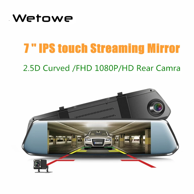 Wetowe A8 7 &quotIPS изогнутый экран Автомобильный видеорегистратор потоковое зеркало