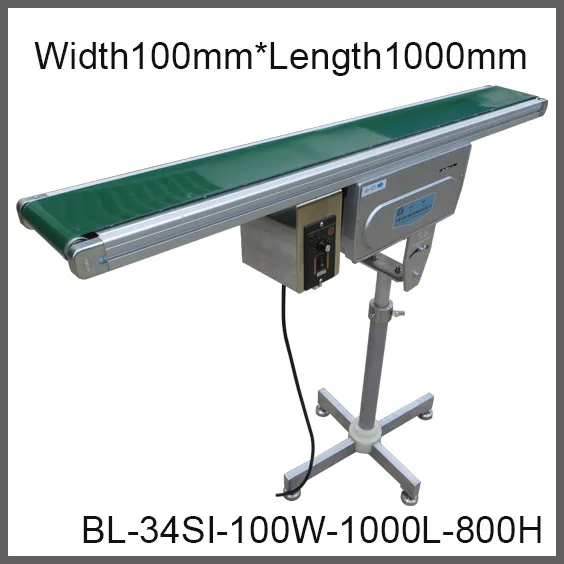 Высококачественный регулируемый ленточный конвейер с одной опорной ногой. Заводская поставка. Компактный, с переменной скоростью, шириной 100 мм и длиной 1000 мм.
