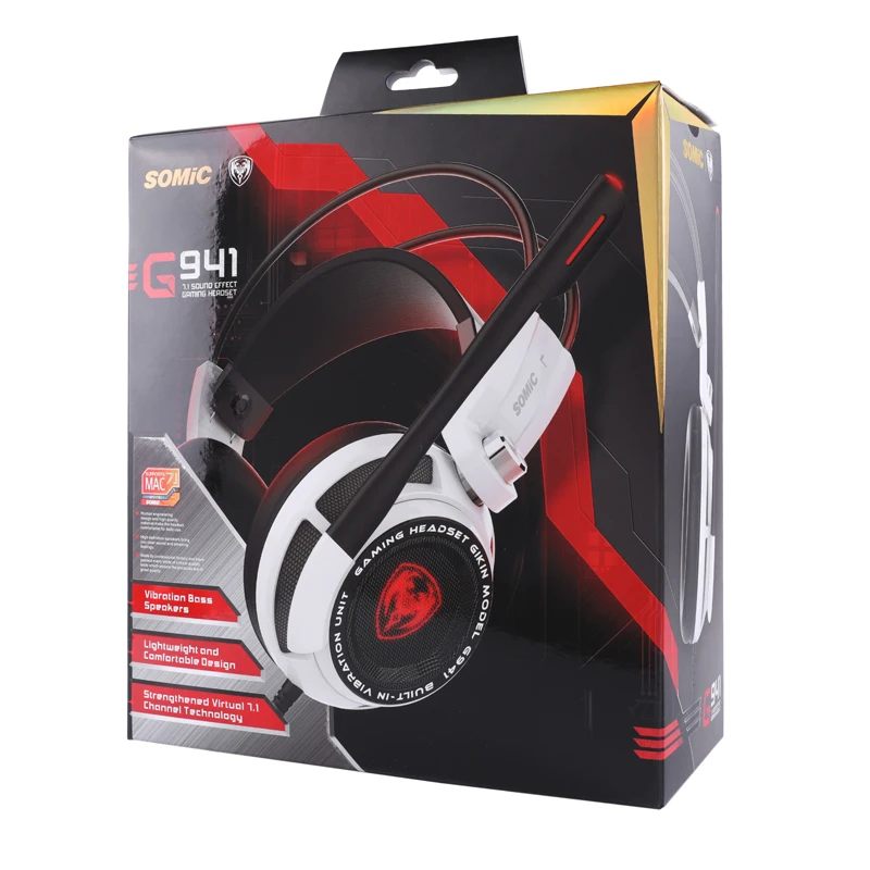 SOMiC G941 оригинальные наушники 7 1 Virtual Surround Sound оголовье Игровые с USB Вибрационный