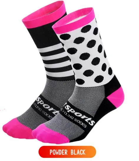 DH SPORTS Socks cycling Socks four seasons long compression tube bicycle ladies men Crossfit sock - Цвет: black pink