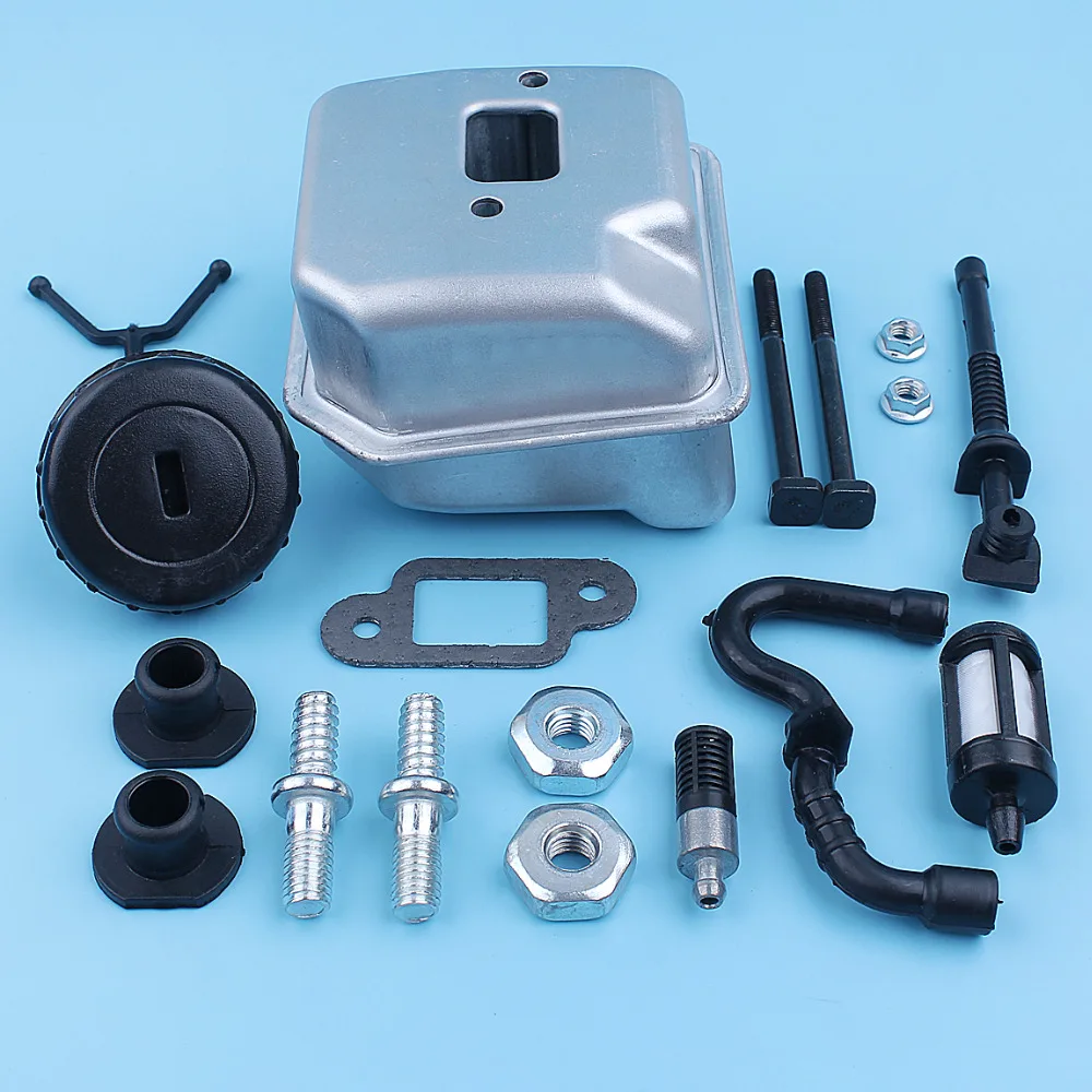 Muffler Exhaust Silencer Kit For Stihl 018 MS180 017 MS170 MS 180 170 MS180C MS170C Chainsaw Bar Stud Nut Fuel Oil Filter Line |