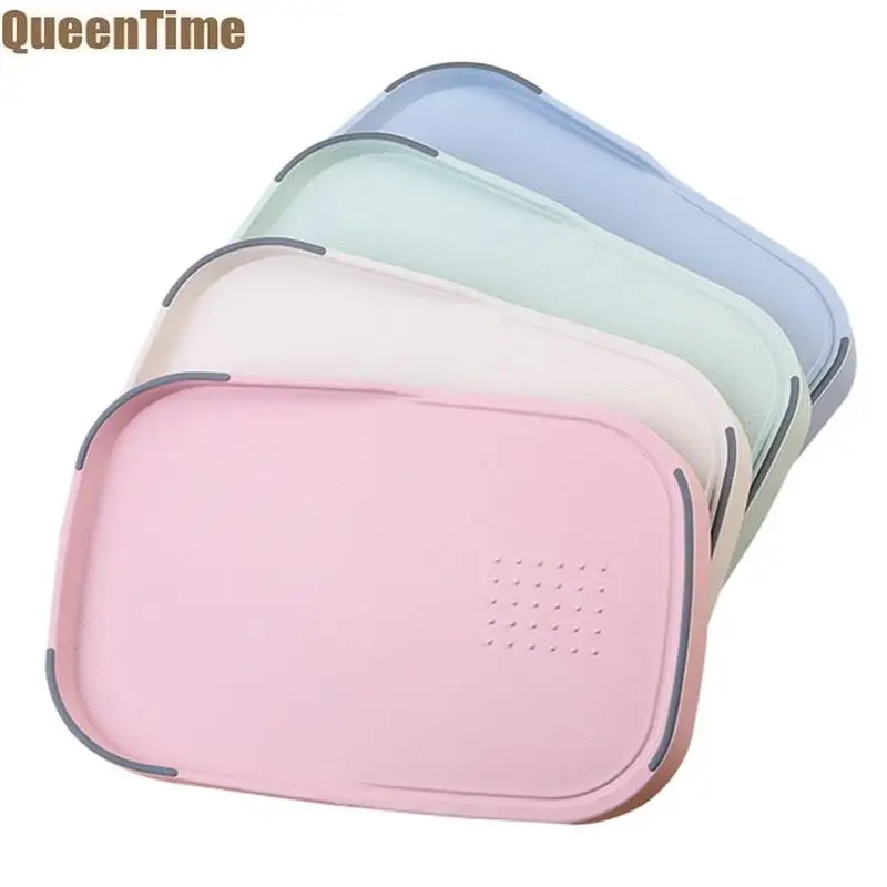 QueenTime разделочная доска для кухни, разделочная доска из пшеничной соломы, нескользящая граница, двусторонний Коврик для овощей, домашняя посуда для приготовления пищи