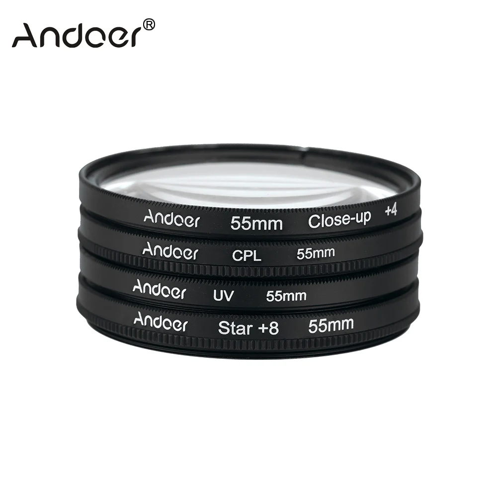 Andoer 55 мм UV + CPL Close Up 4 Star 8 точечный фильтр круговой поляризатор макрофильтр для Nikon
